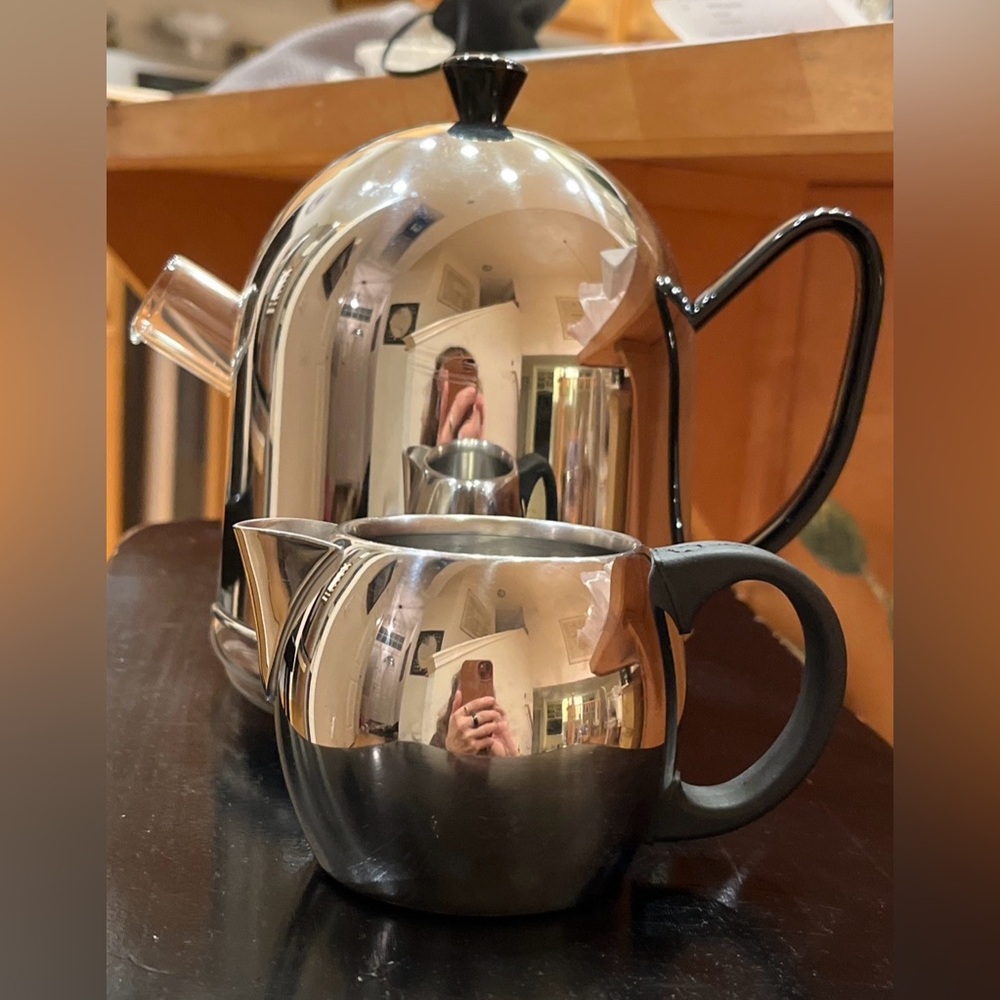 Retro MCM Cosy Manto Tea Pot/Borosilicate Glass & Stainless Steel+creamer/ NWOT